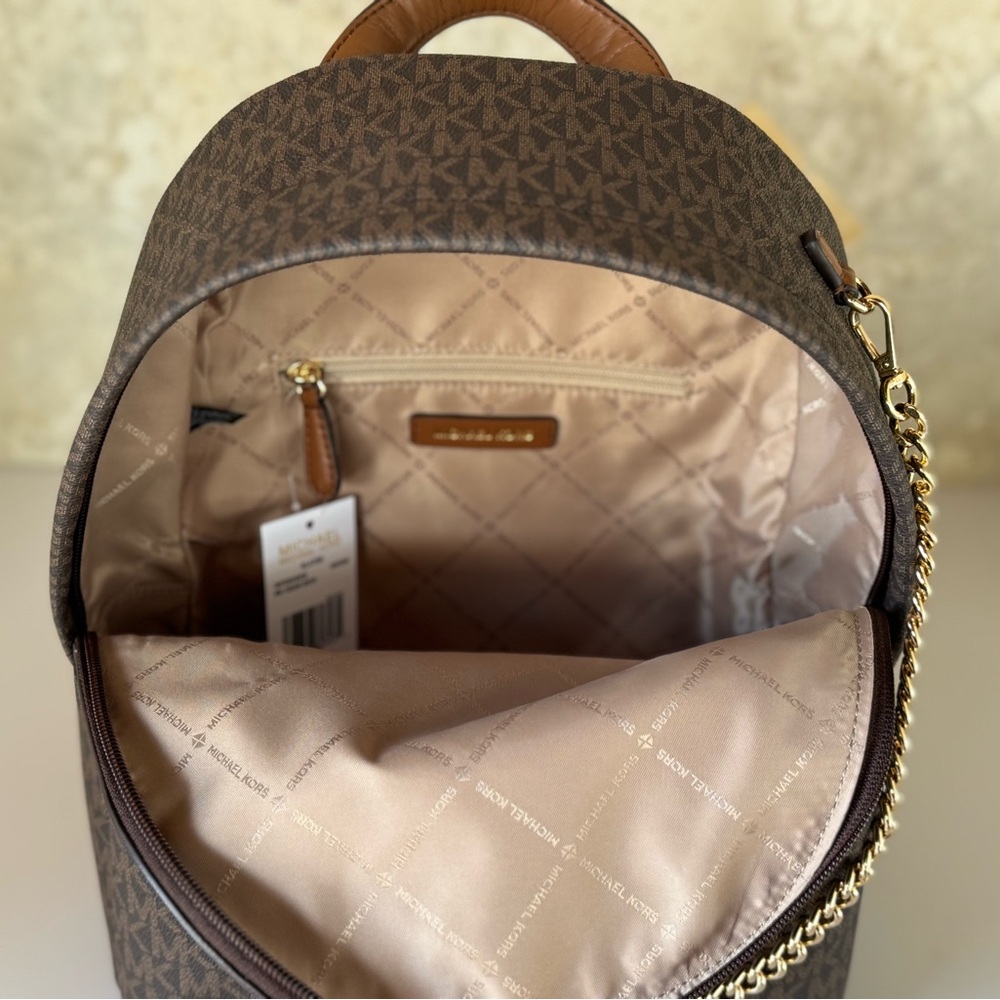 Michael Kors Slater Medium MK Brown Backpack - Picture 8 of 14